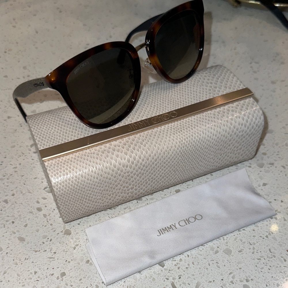 Jimmy Choo Brown Sunglasses with White Case